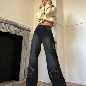 Baggy star jeans ⭐️ black 🖤 Unisex 👩🏼‍🦰🧑🏻